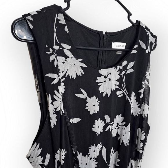 Calvin Klein Floral-Print Chiffon Handkerchief-Hem Midi Dress size 18W - Picture 6 of 12